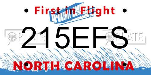 215EFS North Carolina License Plate
