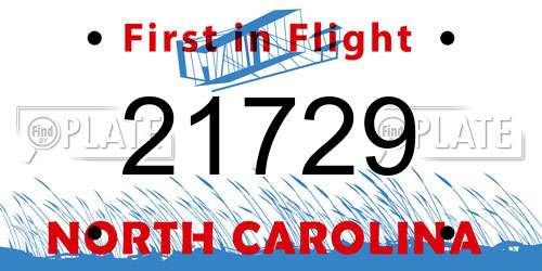 21729 North Carolina License Plate