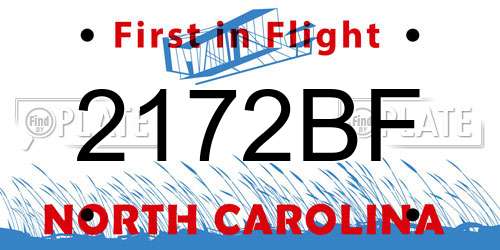 2172BF North Carolina License Plate