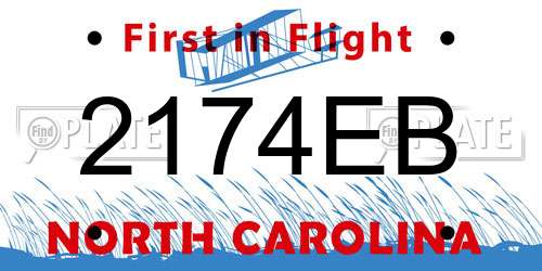 2174EB North Carolina License Plate