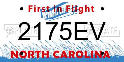 2175EV North Carolina License Plate
