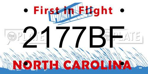 2177BF North Carolina License Plate
