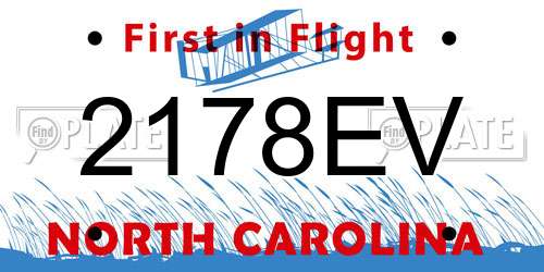 2178EV North Carolina License Plate