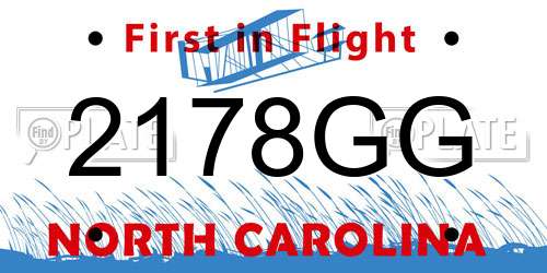 2178GG North Carolina License Plate