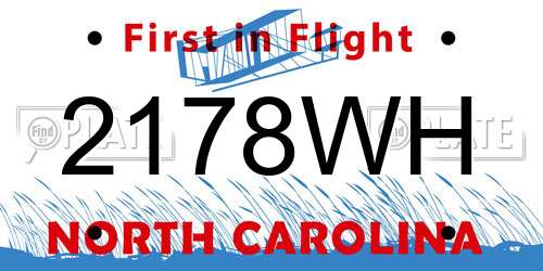 2178WH North Carolina License Plate