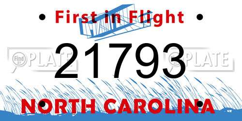 21793 North Carolina License Plate