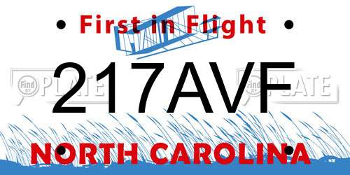 217AVF North Carolina License Plate