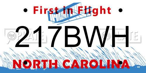 217BWH North Carolina License Plate