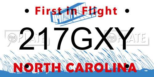 217GXY North Carolina License Plate