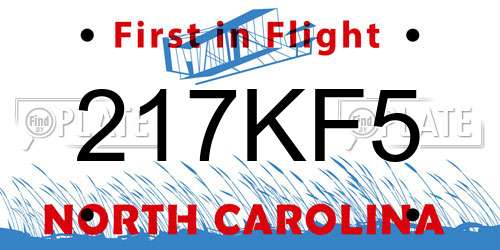 217KF5 North Carolina License Plate