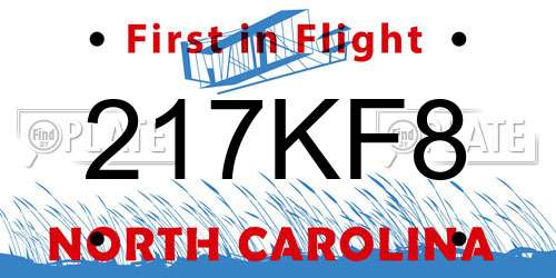 217KF8 North Carolina License Plate