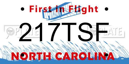 217TSF North Carolina License Plate