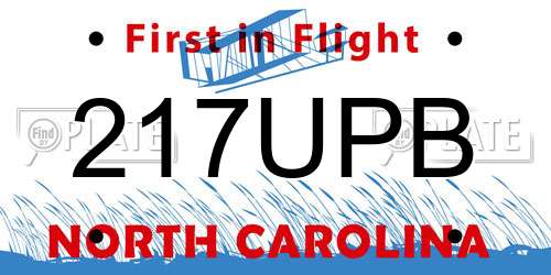 217UPB North Carolina License Plate