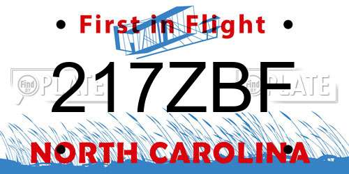217ZBF North Carolina License Plate