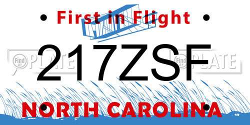 217ZSF North Carolina License Plate