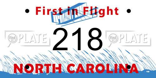 218 North Carolina License Plate