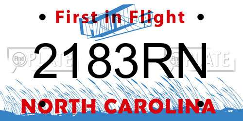 2183RN North Carolina License Plate