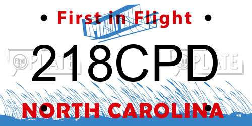 218CPD North Carolina License Plate