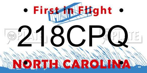 218CPQ North Carolina License Plate