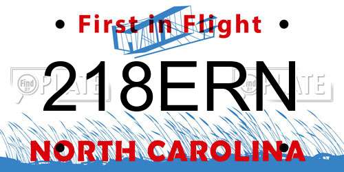 218ERN North Carolina License Plate