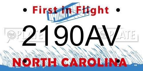 2190AV North Carolina License Plate
