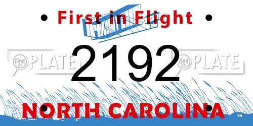 2192 North Carolina License Plate