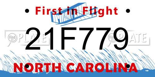21F779 North Carolina License Plate