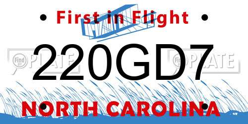 220GD7 North Carolina License Plate