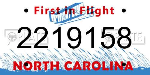 2219158 North Carolina License Plate