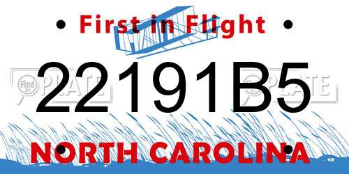 22191B5 North Carolina License Plate