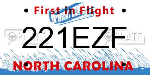 221EZF North Carolina License Plate