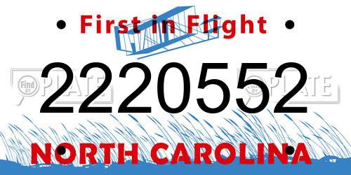 2220552 North Carolina License Plate