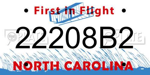 22208B2 North Carolina License Plate