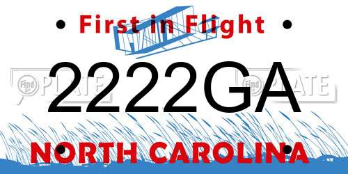 2222GA North Carolina License Plate