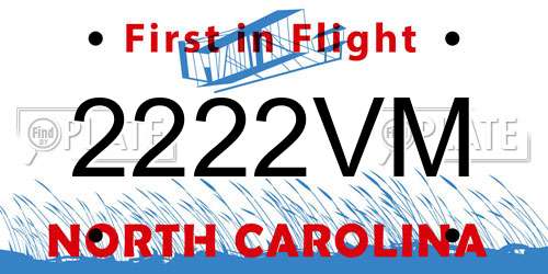 2222VM North Carolina License Plate