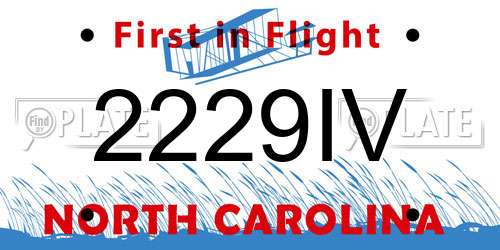 2229IV North Carolina License Plate