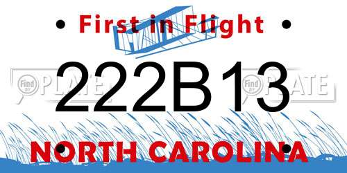 222B13 North Carolina License Plate