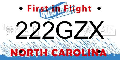 222GZX North Carolina License Plate