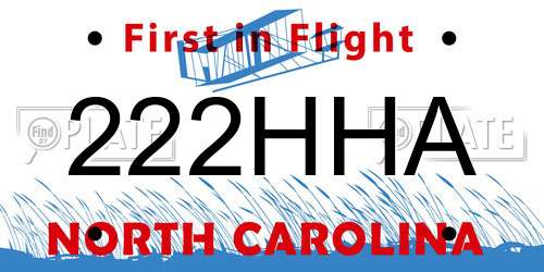 222HHA North Carolina License Plate