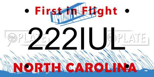 222IUL North Carolina License Plate