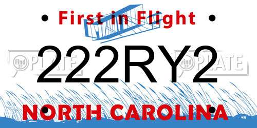 222RY2 North Carolina License Plate