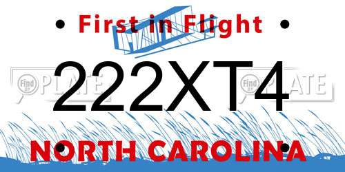 222XT4 North Carolina License Plate