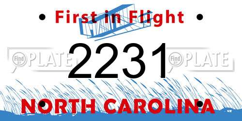2231 North Carolina License Plate