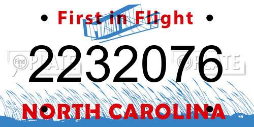 2232076 North Carolina License Plate