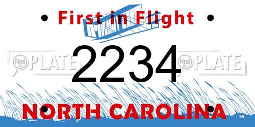 2234 North Carolina License Plate