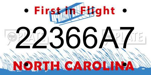 22366A7 North Carolina License Plate