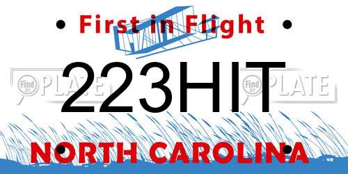 223HIT North Carolina License Plate
