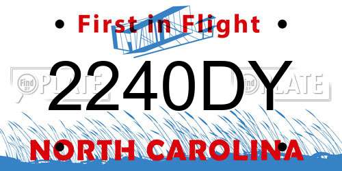 2240DY North Carolina License Plate