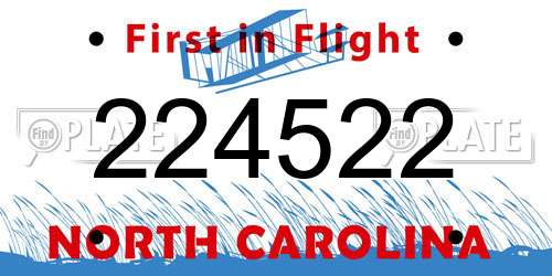 224522 North Carolina License Plate