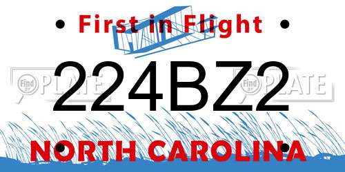 224BZ2 North Carolina License Plate